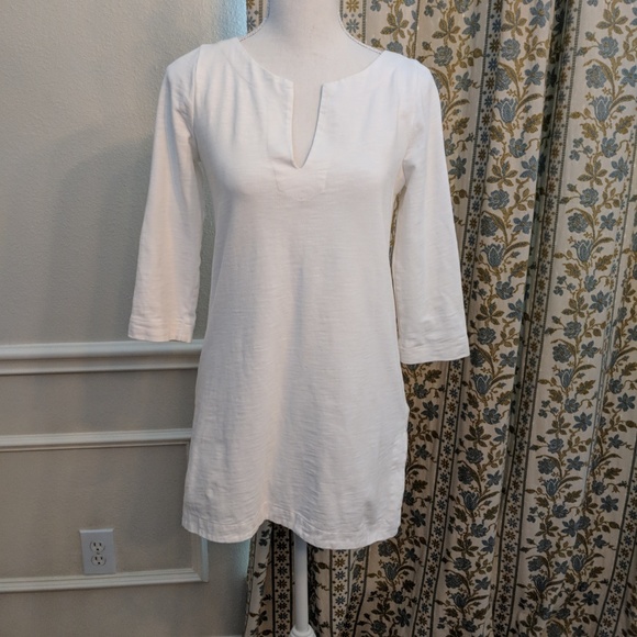 J Crew Shit Tunic XS White 3/4 Sleeve Pullover - Picture 4 of 8